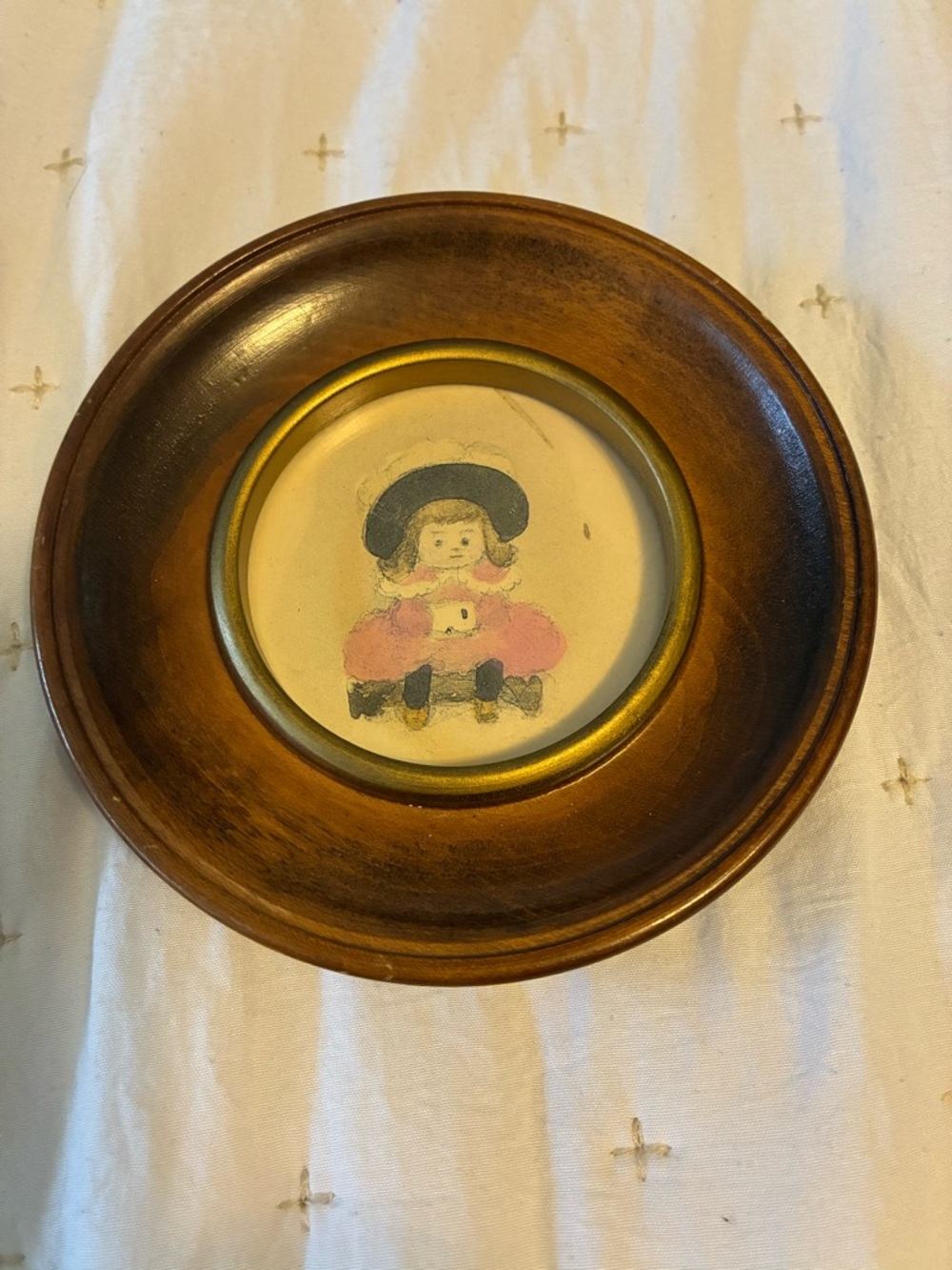 Bruener’s Wood Block Art Wooden Picture Frame with little Girl- Brown & pink